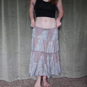 y2k Tiered Flare Cotton Floral Print Skirt